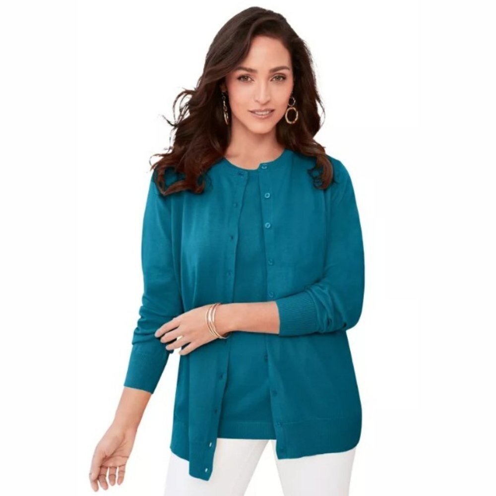 Jessica London Women’s Plus Size Fine Gauge Cardigan - 30/32
